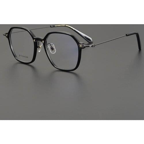 ELECCION 2021 Vintage Polygon Glasses Prescription Myopia Optical Eyeglasses Frame Eyewear Acetate Rim PureTitanium Temple