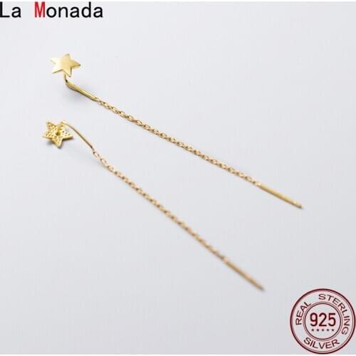 La Monada Tassel Dangling Hanging Earrings For Women Silver 925 Real Woman Star Korean Drop Earrings Minimalist Female Jewelry