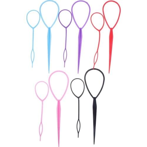 2pcs Ponytail Creator Plastic Loop Styling Tools Black Topsy Tail Clip Hair Braid Maker Styling Tool Hairstyle Hair Accessories