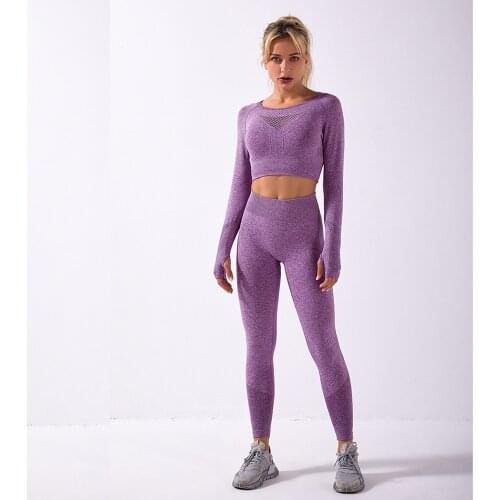 Womens Tracksuits Seamless Long Sleeve High Waist Leggings Yoga Sets Gym Clothes Fitness Workout Running Breathable Suit Autumn