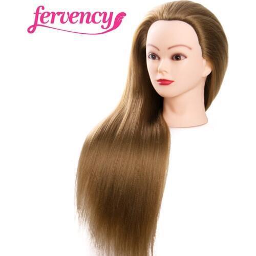 Golden blonde Synthetic Mannequin Head Dolls for Hairdressers 65 cm hair Hairstyles Female Hairdressing Styling Training Head
