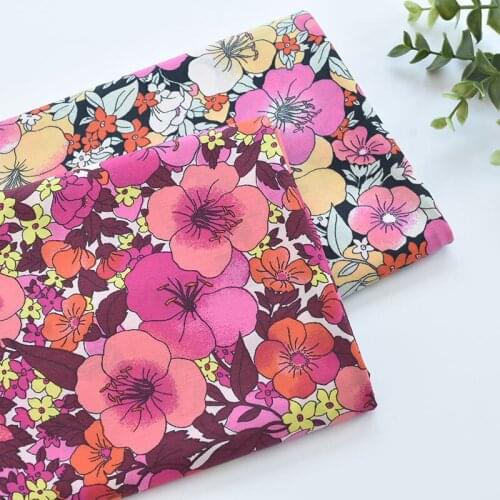 1meter 100% cotton red peach printing fabric for Childrens skirt dress DIY Summer clothes bag handwork fabric art XMT