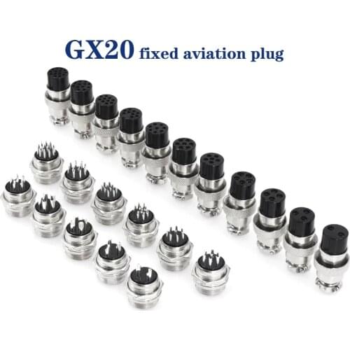 1Set GX20 2/3/4/5/6/7/8 Pin Male + Female 20mm L94-100Y Circular Wire Panel Aviation Connector Socket Plug