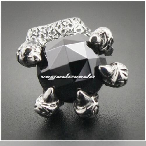 1 Piece Unique 316L Stainless Steel Dragon Claw Black Stone Men`s Stud Earrings 3L012