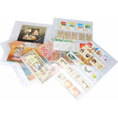 10PCS/Lot Transparent Stamps Grid Black 2 Side Stamp Page of Stamp Album PVC Loose-leaf Inners of Collection Stamps Holders PCCb