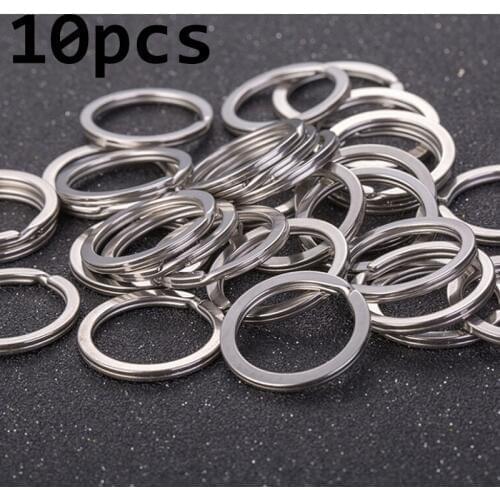 10PCS Polished Key Holder Split Ring DIY Keyrings Key Chain Hoop Loop Stainless Steel