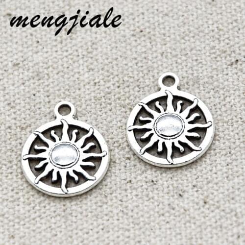 15pcs Tibetan Silver Plated Sun Rune Charms Logo Pendants For DIY Jewelry Accessories Making 20*16mm