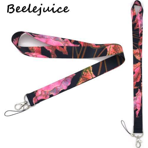 24pcs Red flowers vintage Neck Lanyard keychain Mobile Phone Strap ID Badge Holder Rope Key Chain Keyrings cosplay Accessories