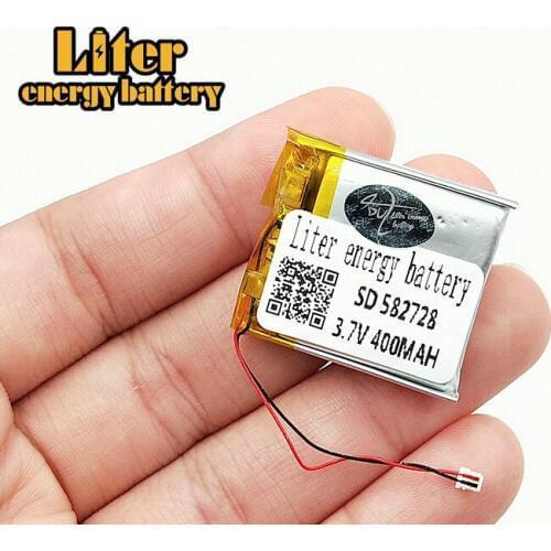 3.7V,400mAH,582728 polymer lithium ion /Li-Po Rechargeable battery for SMART WATCH,GPS,mp3,mp4,cell phone,DVD,BLUETOOTH SPEAKER