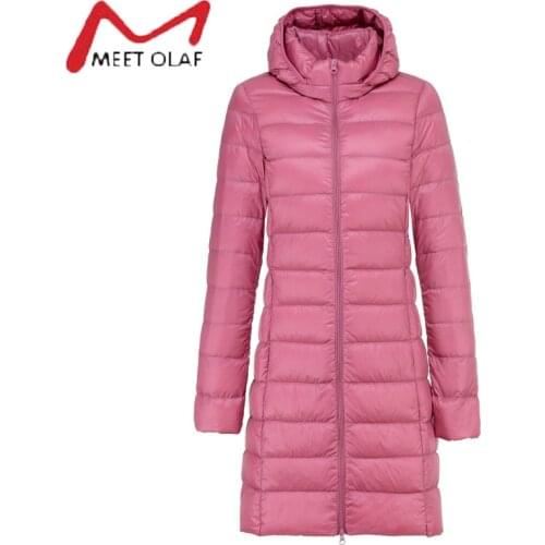 5XL Autumn Winter Plus Size Womens Down Jackets Long Ultra Light Thin Casual Coat Puffer Jacket Slim Remove Hooded Parka