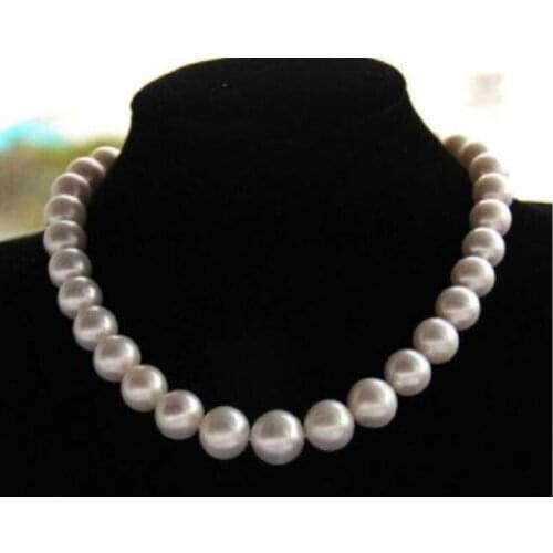 Free shipping gorgeous 10-11mm round white pearl necklace 18inch 14k