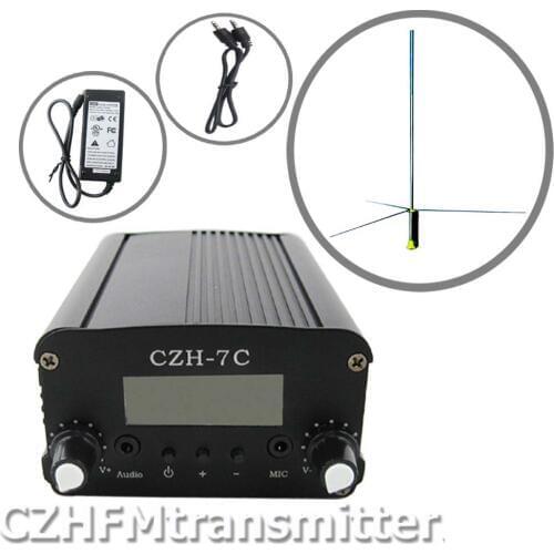 CZH CZE 5w 7w FM stereo PLL transmitter 1/2 WAVE FM antenna + Power supply kit