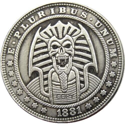 HB(126)US Hobo 1881 Morgan Dollar Skull Zombie Skeleton Silver Plated Copy Coins