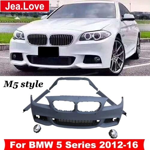 Modify to M5 Style MT Type Car Body Kits PP Unpainted Front and Rear Bumper Lip Side Skirts Fog lights For BMW 5 Series 2012-16