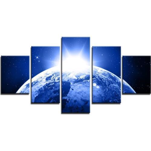 Blue Light Of The Earth Oil Painting Abstract Bedroom Wall Art Above Bed Decoration Giclee Wall Art 5 Pieces/Set Unframed