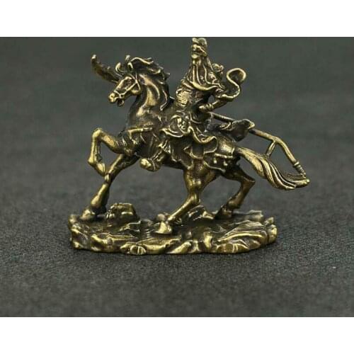 Chinese Brass Guan Gong Buddha Statue Guanyu General Lucky Xmas Gifts Good Luck