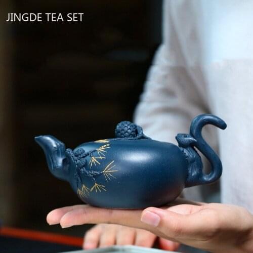 Chinese Yixing tea pots Purple Clay Teapot beauty kettle Raw ore Azure mud Handmade Teaware Tie Guanyin Tea Ceremony Gifts 240ml