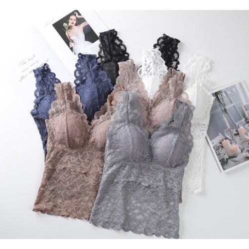 Crop Top For Women Seamless Sexy Lace Top Female Beauty Back T-shirt Push Up Padded Camisole Womens Tank Top Plus Size