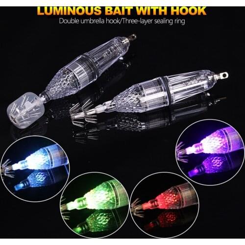 LED Luminous Fishing Lure Bait Umbrella Hook Fish Finder Light Deep Water Jig Lure For Octopus Squid Cuttlefish