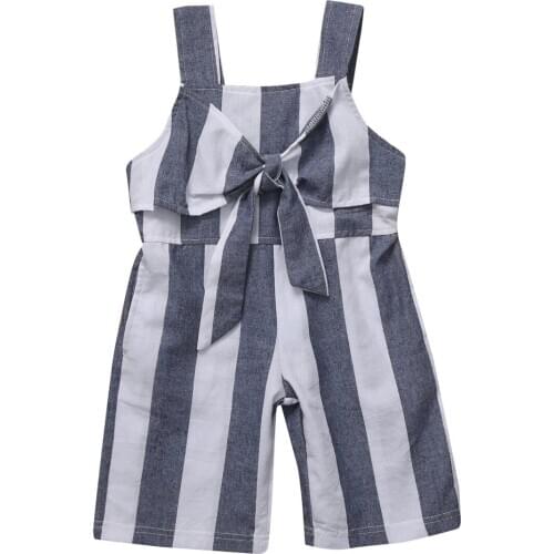Summer 2017 Sleeveless Romper Girls Kid Baby Bow-knot Strip Jumpsuit Clothes Newborn Outfits