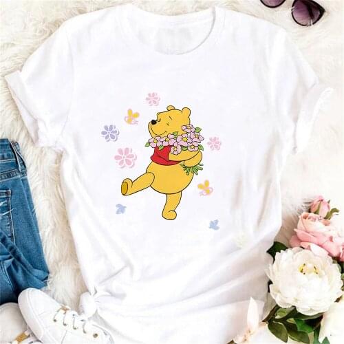 Winnie The Pooh Disney Cute Cartoon T Shirts Fashion New Short Sleeve Graphic Tees Harajuku Streetwear Femme Tops Tees