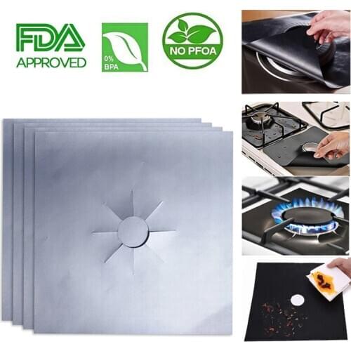 4Pcs Reusable Gas Stove Protectors Cover Non-Stick Stovetop Burner Sheeting Mat Pad Clean Liner For Kitchen Cookware Gadgets