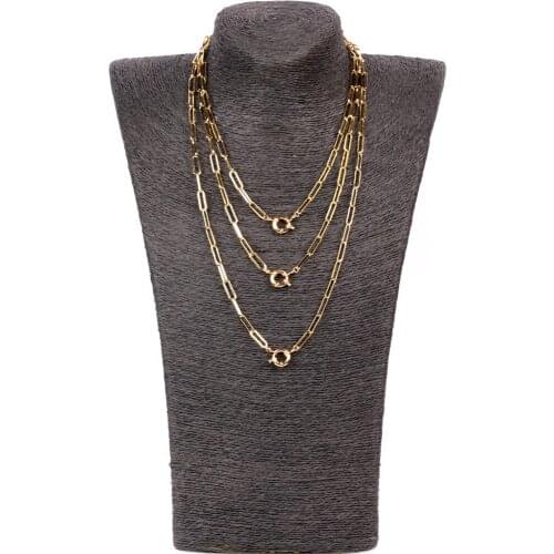 European and American Fashion Clavicle Thick Chain Ins Popular Hip-hop Punk Style Multistory Necklace Copper Gold Plated Chain