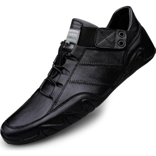 Men Casual Shoes Handmade Leather Loafers Comfortable Mens Shoes Quality Split Leather Flat Moccasins Men Sneakers