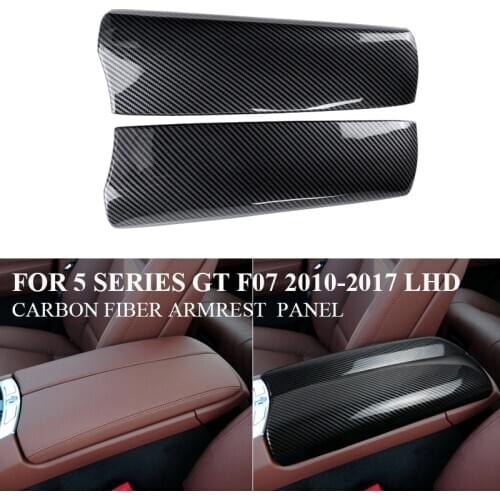Carbon Fiber Car Armrest Box Panel Cover Trim Center Console Decoration Stickers For-BMW 5 Series GT F07 528I 535I 10-17