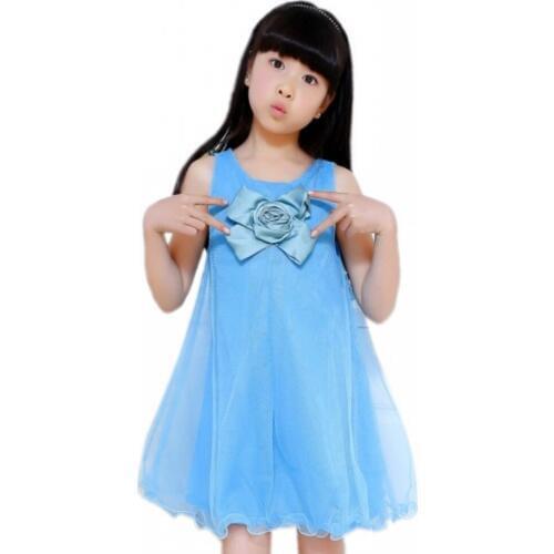 New kids dresses girls Baby blue/white/pink girls clothes girl party dress child dresses clothing costumes hot sale
