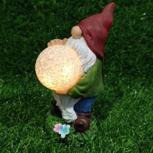 Garden Gnome Statue Solar Light Gnome Outdoor Garden Gnomes With Lamp Funny Lawn Gnome Statues With Powered Garden Light