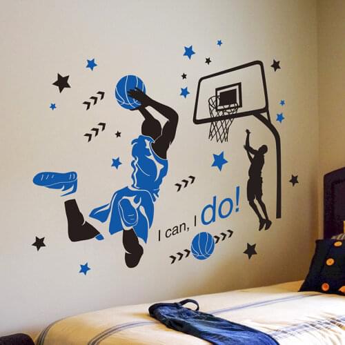 [SHIJUEHEZI] Basketball Player Sport Wall Stickers DIY Kids Rooms Mural Decor Decals for Kids Rooms Teen Bedroom Home Decoration