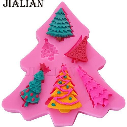 Christmas Tree shape Fondant Silicone Mold For Cake Decorating Tools Candy Polymer Clay Resin Candy Super Sculpey T-0871