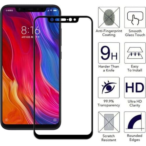 Full Cover Glass for Xiaomi Pocophone F1 Mi A2 Lite A1 Mi 8 Tempered Glass for Redmi 4X 6 Pro 5 Plus Glass on Redmi Note 5A Film