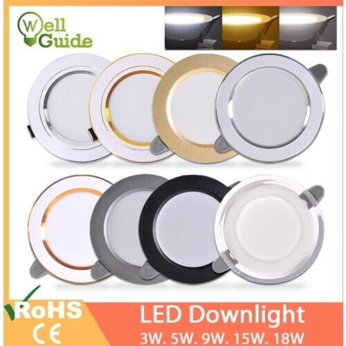 LED Downlight 3W 5W 9W 12W 15W 18W Spot Downlight AC 220V gold Silver White Ultra Thin Aluminum Round Recessed LED Spot Lighting