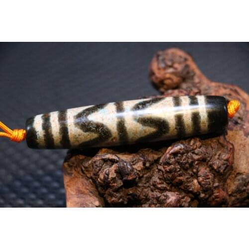 Treasure Magic Power Tibetan Old Agate Cinnabar Tiger-tooth dZi Bead Amulet Timestown UPD22