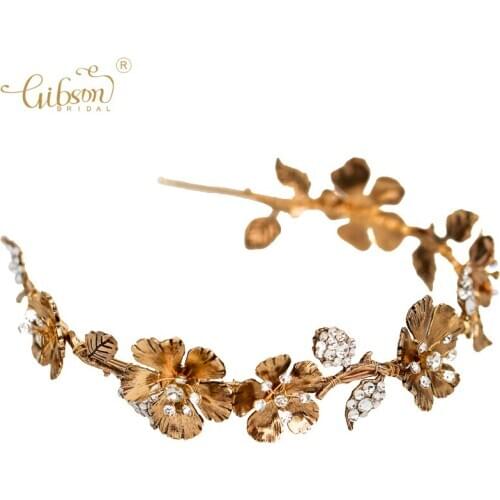 Vintage Hairband Women Crown Bridal Tiara Floral Rhinestone Wedding Prom Party Hair Accessories Jewelry