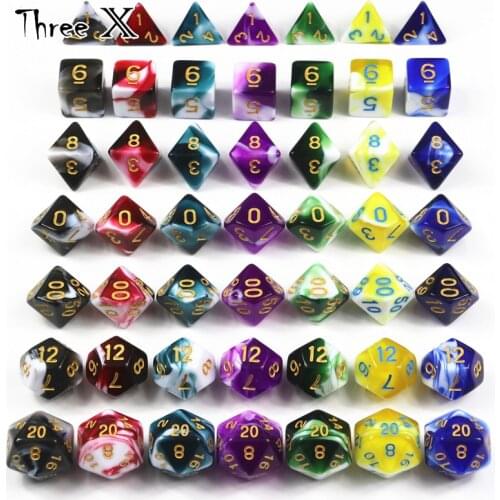 High Quality Set of D4 D6 D8 D10 D12 D20 Board Game Dice for Playing Dados De Rpg