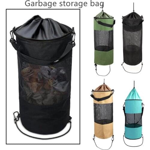 1pc Portable Outdoor Trash Storage Bag Yacht Kayak Foldable Storage Bag Breathable Leak Proof Mesh Bags Camper Garbage Container