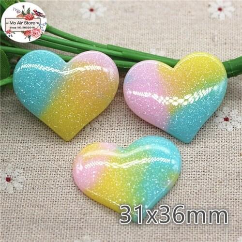 10pcs Heart pink shiny Resin Flackback Cabochon Art Supply Decoration Charm Craft DIY craft