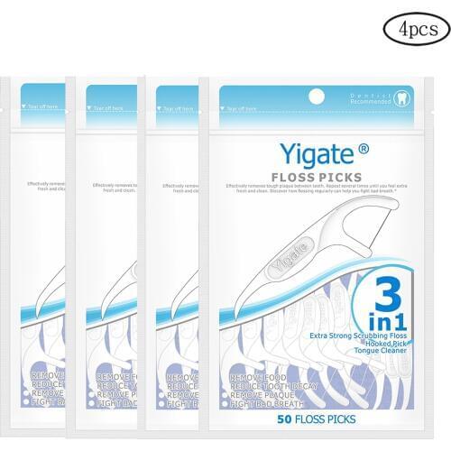 200pcs High Tensile Dental Floss Stick Portable Dental Care Flossing Tooth Gap Cleaner Toothpick 4 Bag Floss Picks For Kid Adult