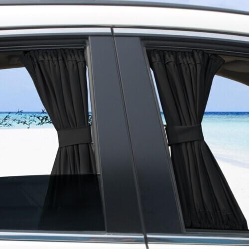 2 x 50s Car Sun Shade Window Curtain Adjustable SunShade Drape Visor Valance Curtain Grey