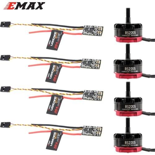 4pcs EMAX RS2205 2300KV/2600KV 3-4S Brushless CCW Motor+Lightning 30A 2-3S mini ESC Combo For RC FPV Racer Drone Quadcopter Toy