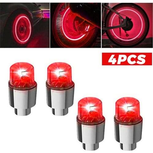 4pcs Car Decotation Lights Wheel Caps LED Light for Tire Hub Lamp Bike Wheel Deco Tire Valve Caps Auto Cars Accessories