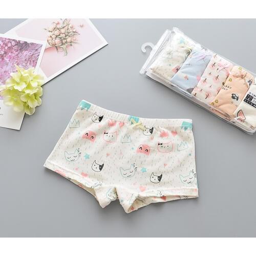 5Pcs/lot Girls Cotton Boxer Briefs Children Panties Girls Boxer Shorts Childrens Panties Kids Underwear For 2-12 Years GU201
