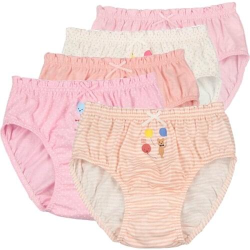 5Pcs/1lot Kids Girls Cartoon Underwear Cute Character Panties Young Teenage Underpants Cotton Panty For 3-14Years KU06