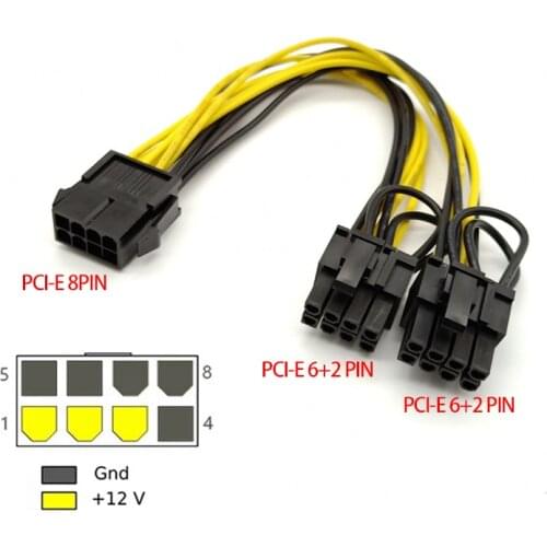 8 Pin To Dual 8 (6+2) Pin PCI Express Power Converter Cable For Graphics GPU Video Card PCIE PCI-E VGA Splitter Hub Power Cable