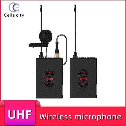 CELLA CITY Wireless Lavalier Recording Microphone Professional Recording Equipment UHF SLR Camera DV Live Video Mobile Phone Mic