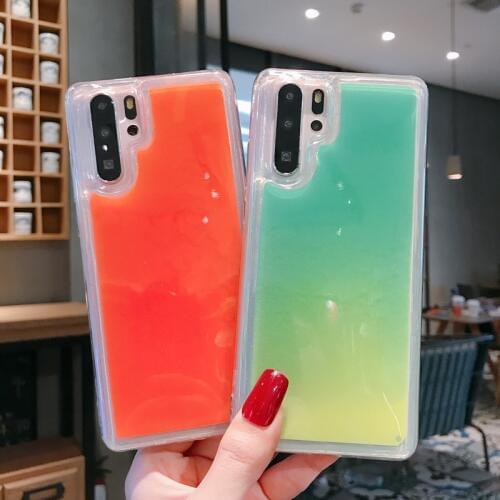 Luminous Sand Liquid Case For Xiaomi Redmi Note 6 7 8 Pro CC9E Soft Phone Case Neon Sand Water Liquid Case Quicksand Back Cover