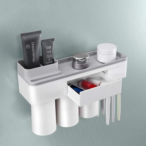 Toothbrush holder bathroom accessories toothpaste storage organizer glass for toothbrushes shelf magnetic adsorption With cup
